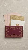 Heirloom Burgundy RSVP card with foil embossing