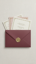 Olive Tapestry custom envelope with vintage monogram seal